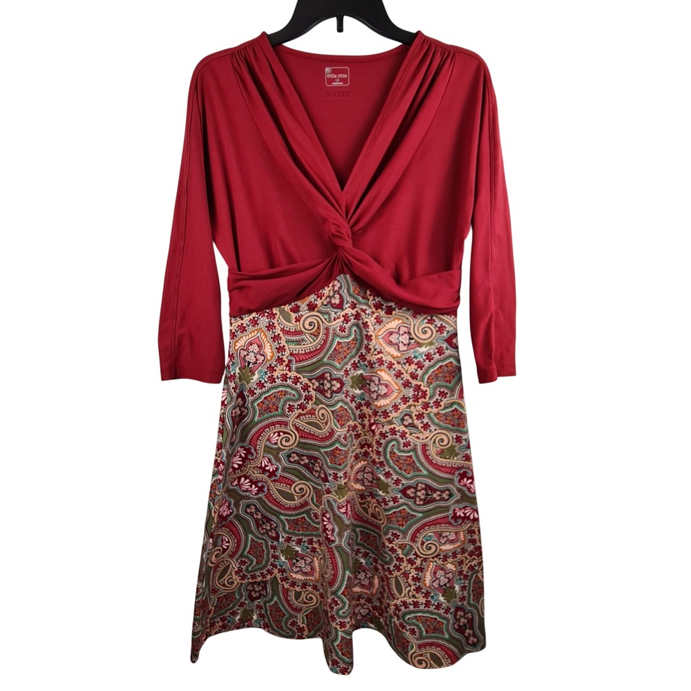 Title Nine Women Red Paisley Empire Waist Twist Front Pocket Dress Medium Canada